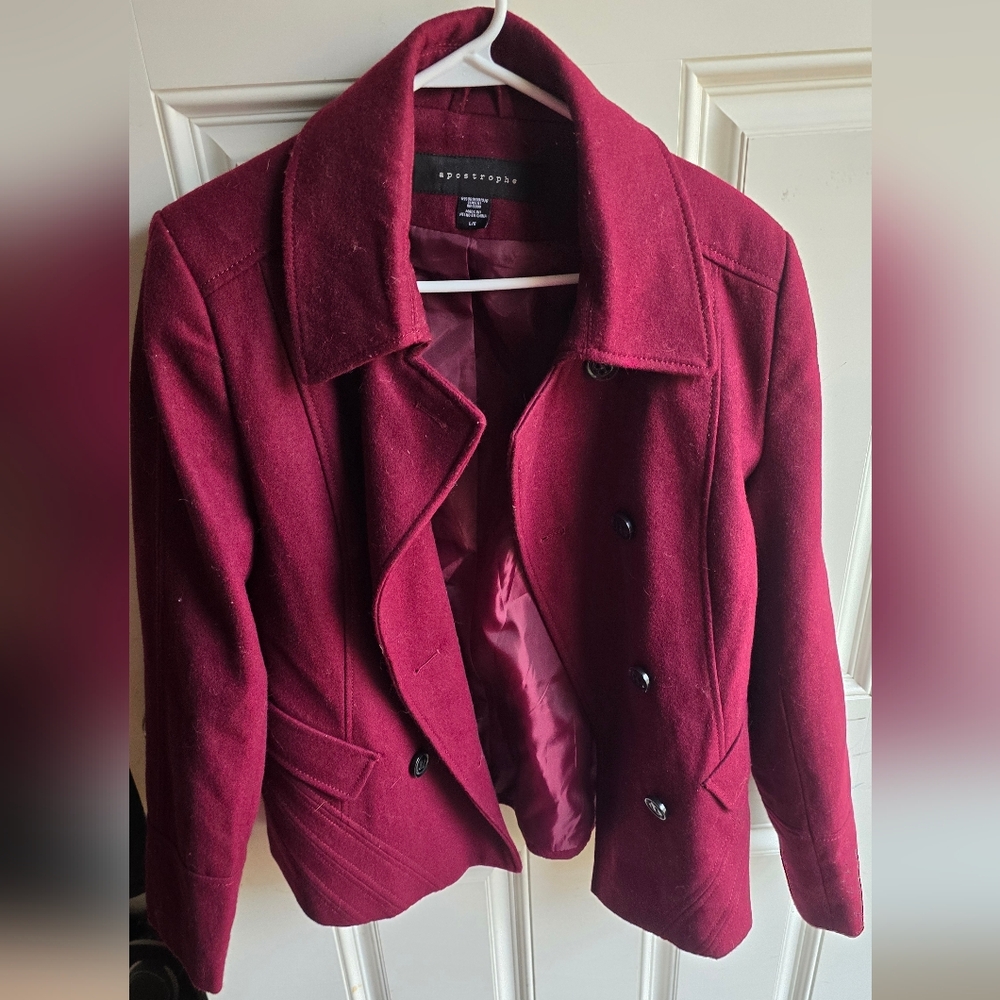 Apostrophe Maroon Pea Coat